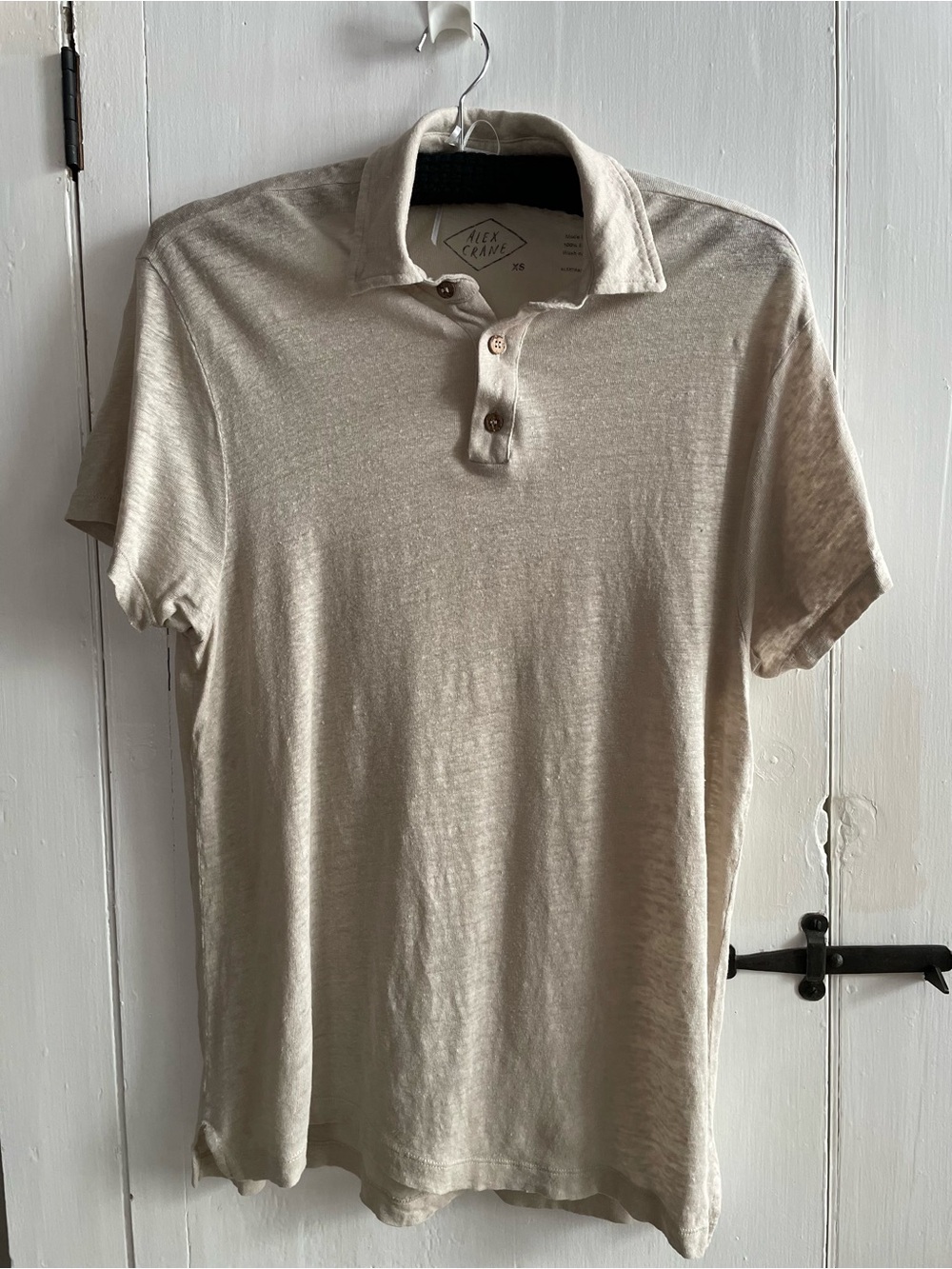 Alex Crane Mens Beige 100% European Jersey Linen Short Sleeve Sun Polo Shirt XS